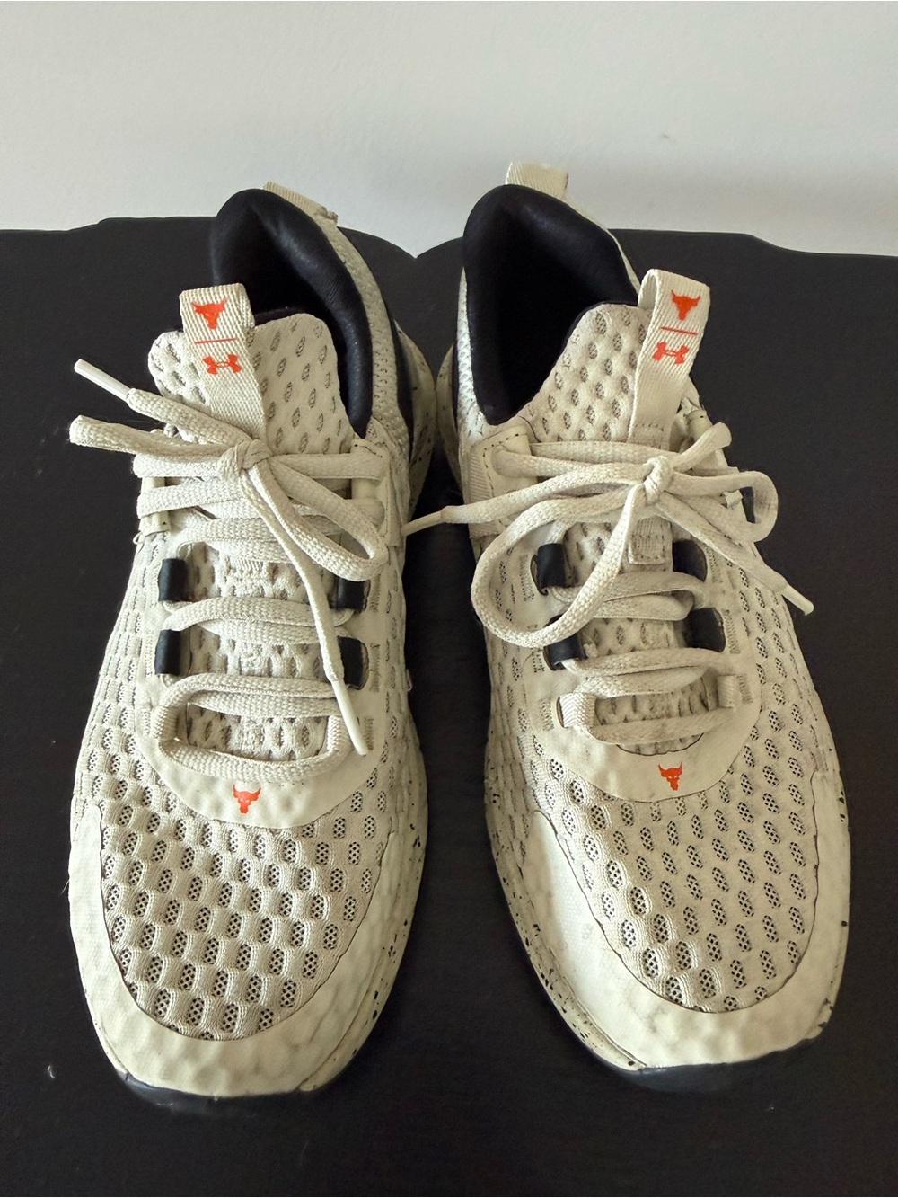 Under Armour Cream Athletic Sneakers with Black and Orange Details - Picture 2 of 7
